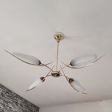 Lustre en laiton vintage de la maison Lunel 1950