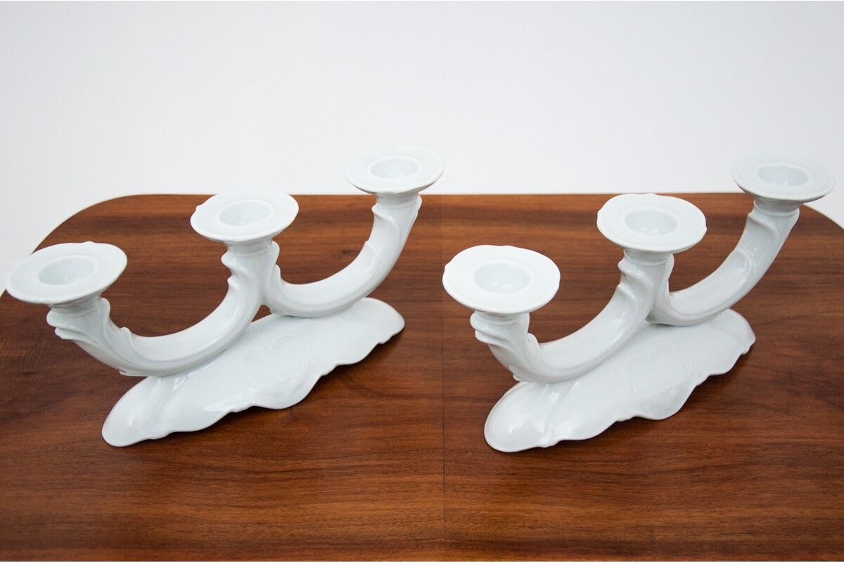 Pair of porcelain candlesticks