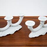 Pair of porcelain candlesticks
