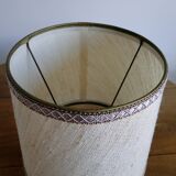 Vintage lamp 60s/70s foot glazed stoneware lampshade woven linen