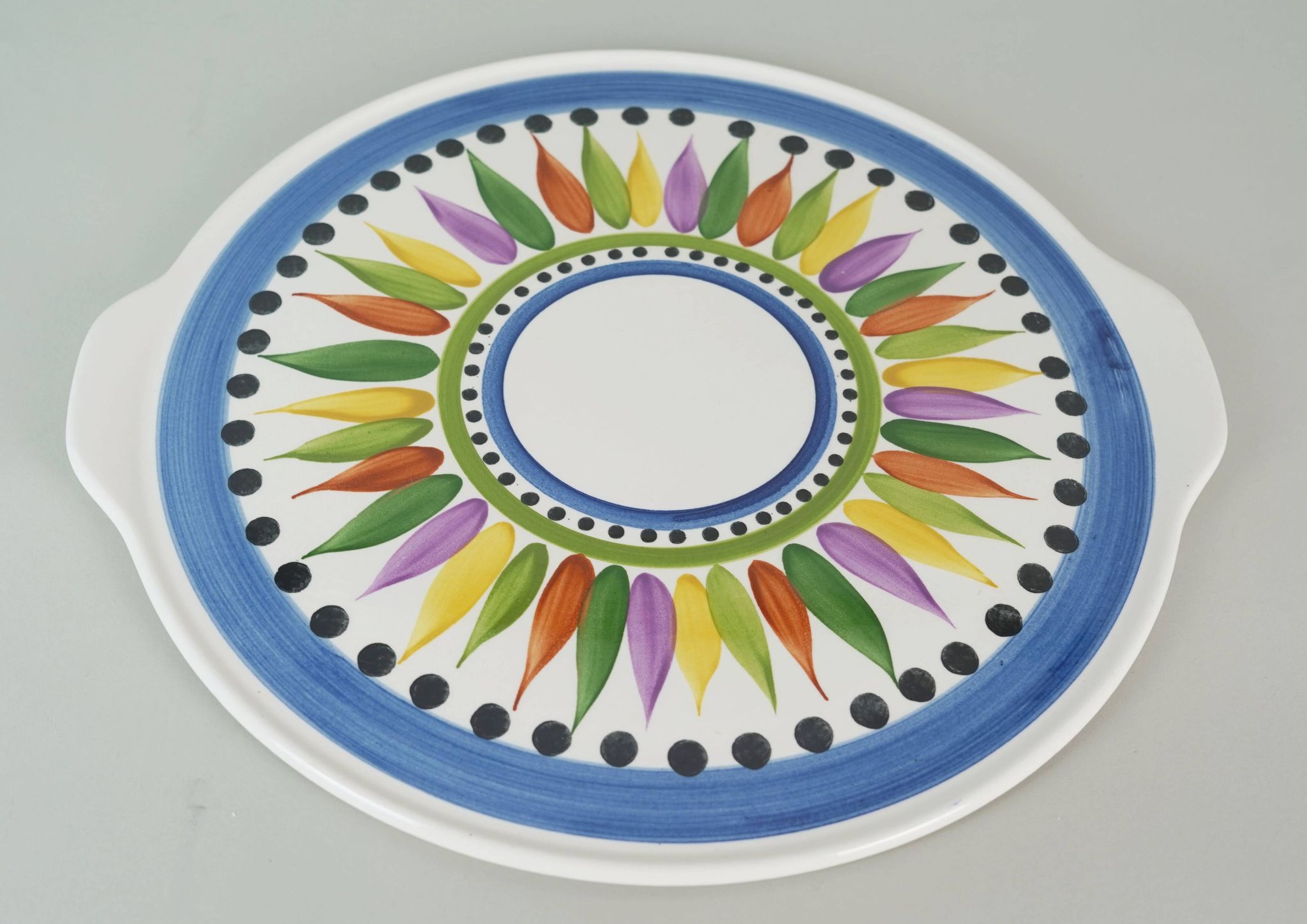 Rare 1950s cake plate villeroy & boch hand painted decor 'karla'