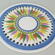 Rare 1950s cake plate villeroy & boch hand painted decor 'karla'