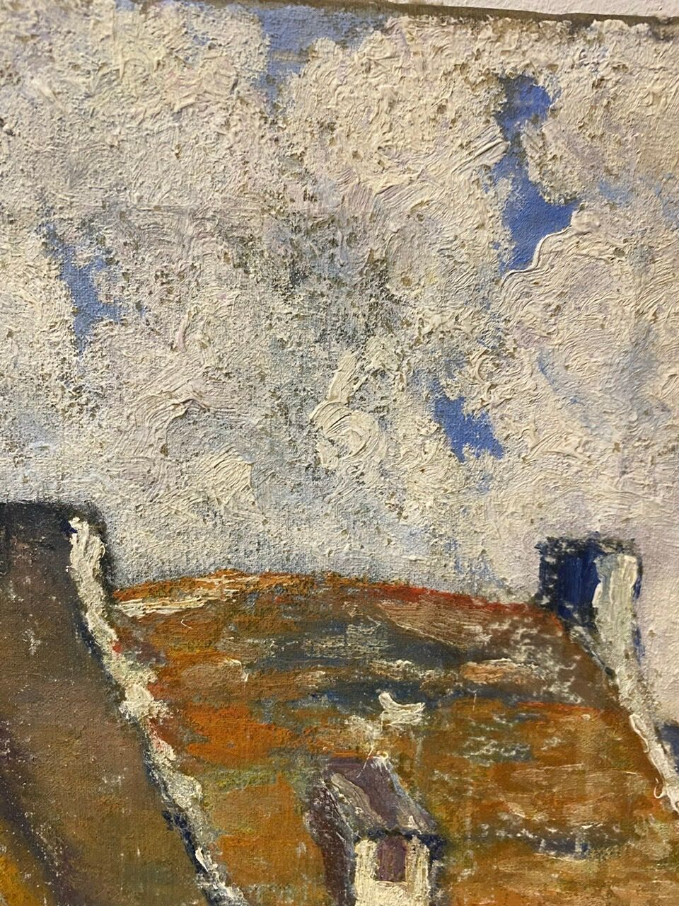 Tableau ancien , paysage breton xx siècle