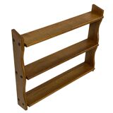 Vintage solid wooden wall rack with 3 shelves 70s oak rack