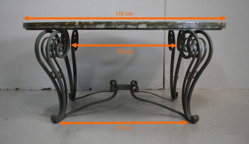Marble and Forged Iron Low Table - 1950