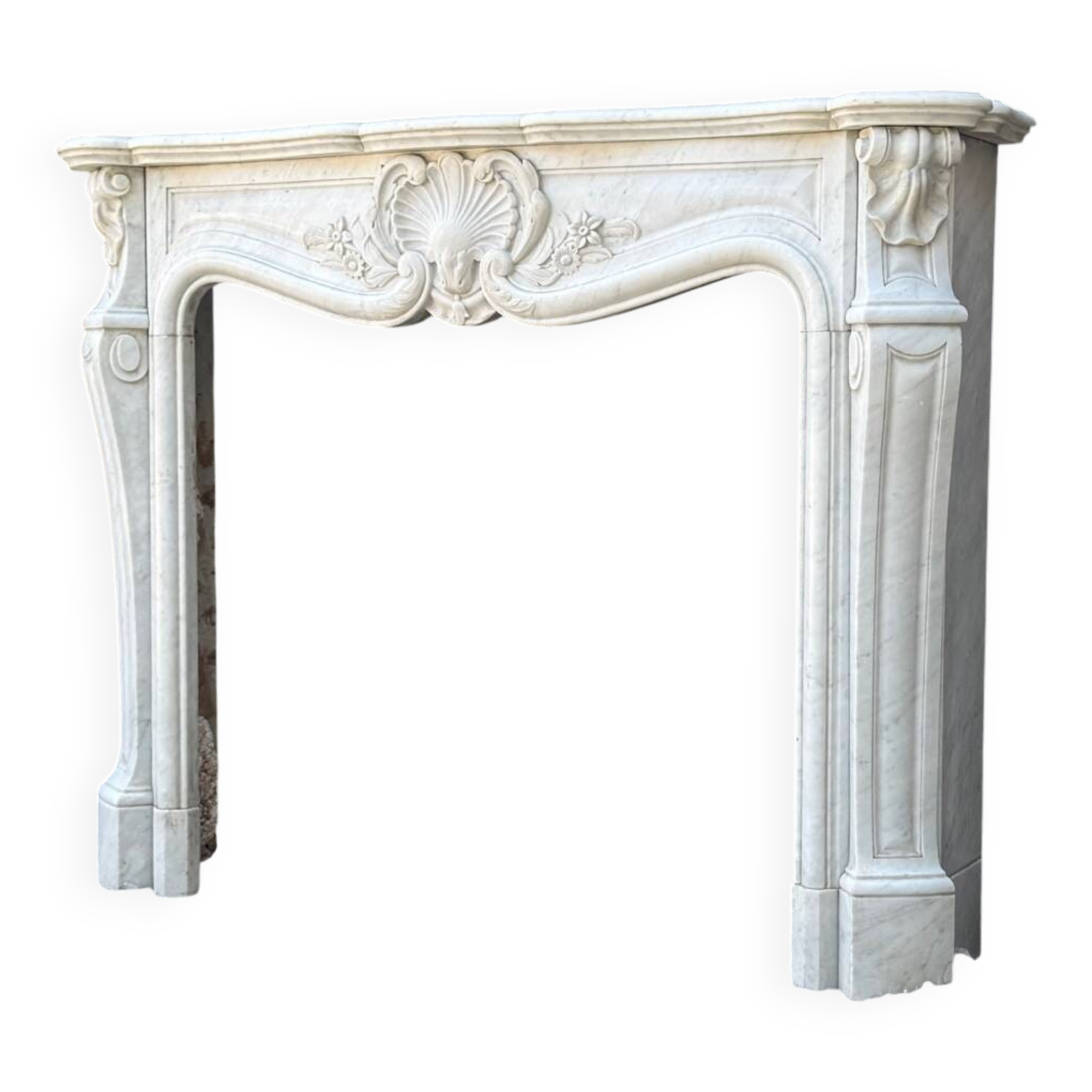 Louis XV style fireplace in Carrara marble circa 1880