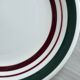Duo of dessert plates with green and burgundy red border