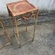 Paire de Sellettes / Porte-Plantes Vintage en Fer Forgé Patiné - Style Camp