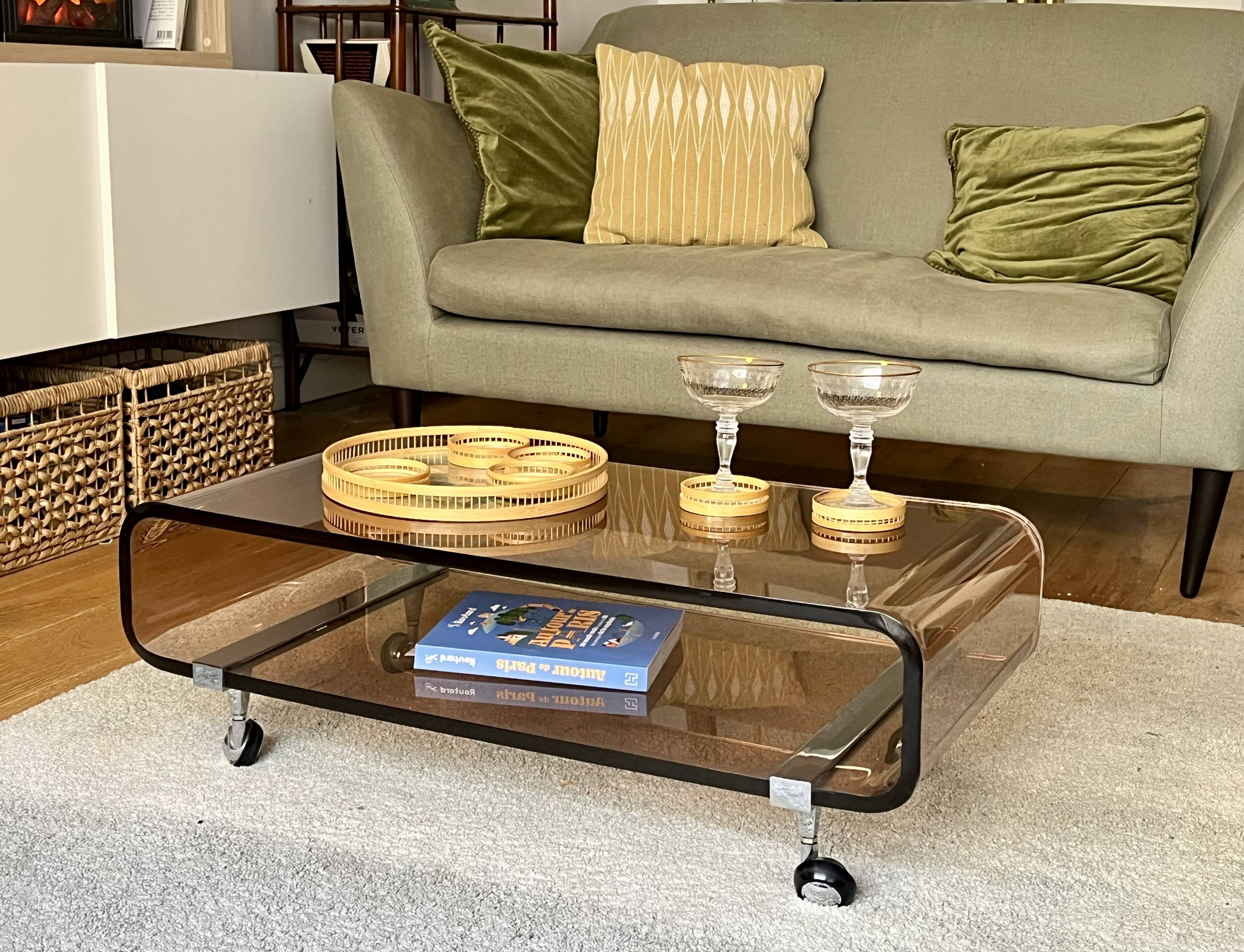 Plexiglass coffee table -Michel Dumas- Rochebobois- Very good condition