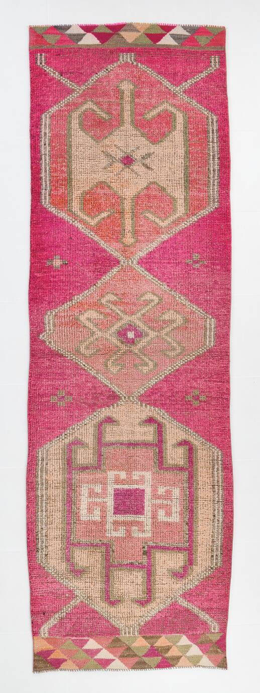 3x10 Super Soft Pink Turkish Runner Rug, 100x317Cm