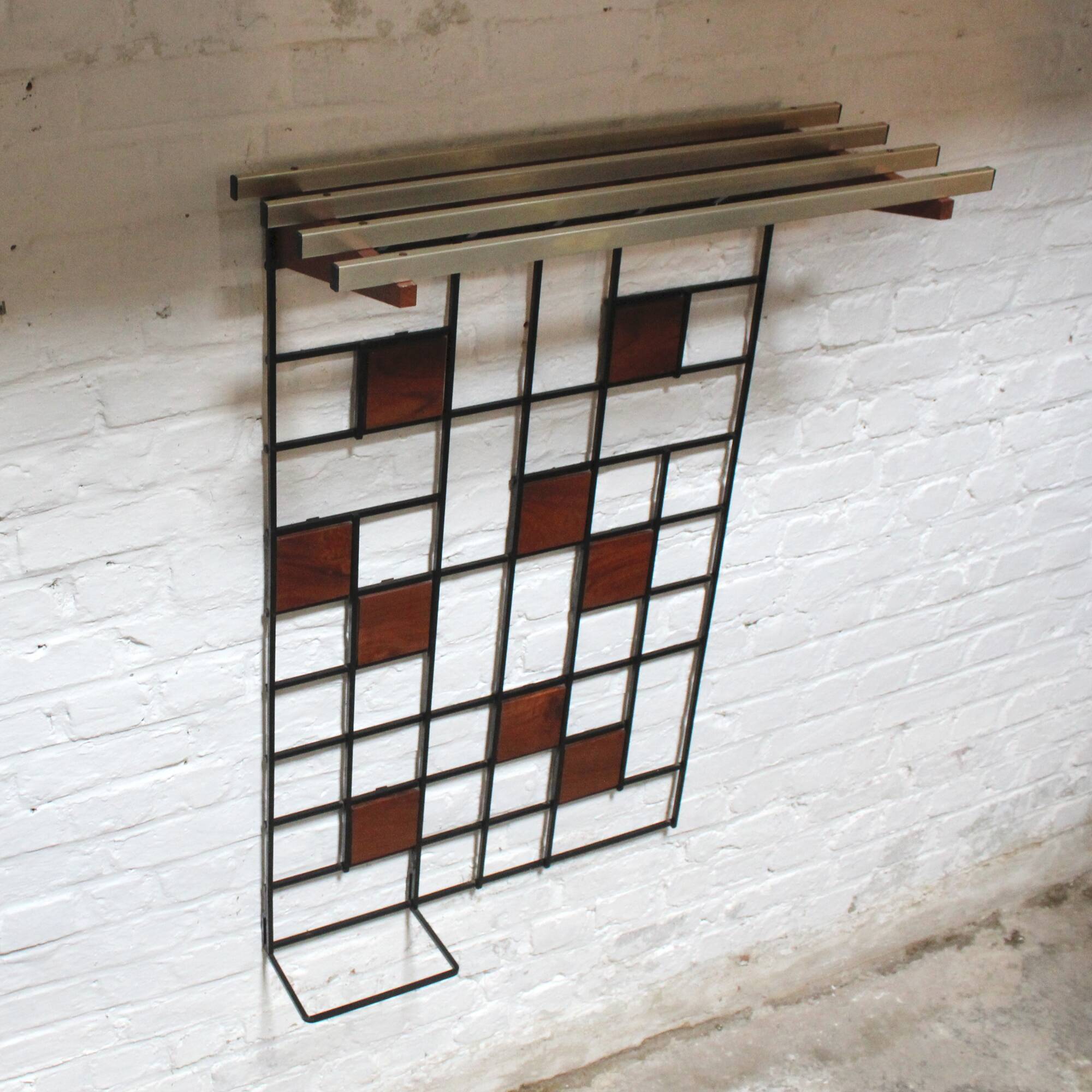 1960s modernist wall coat rack
