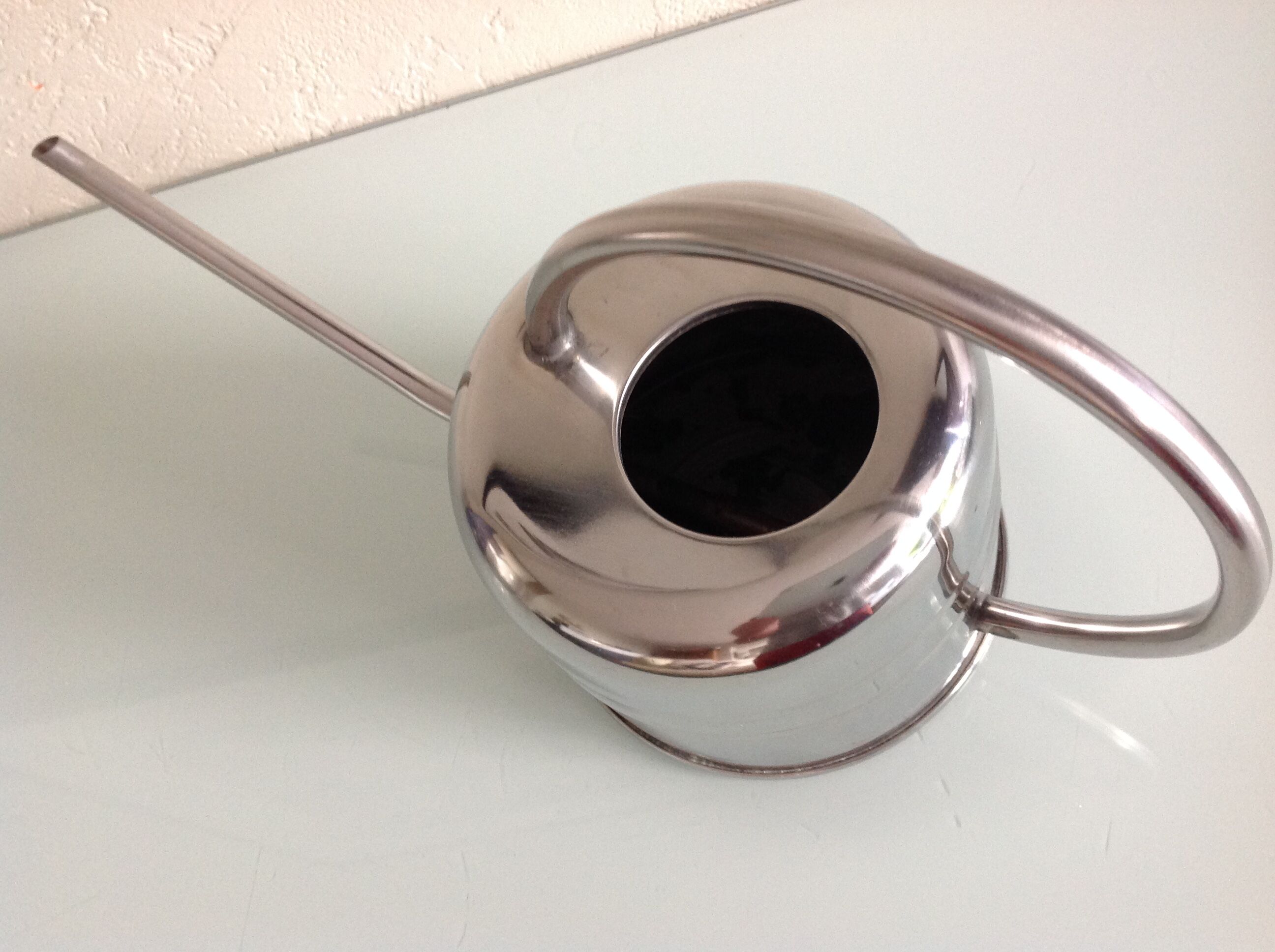 Chrome metal watering can/ vintage 60s-70s