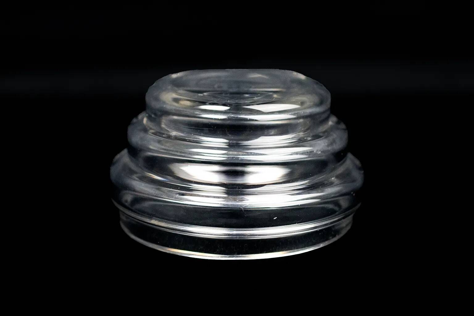 Baccarat crystal dish with wavy profile, acid-etched mark.