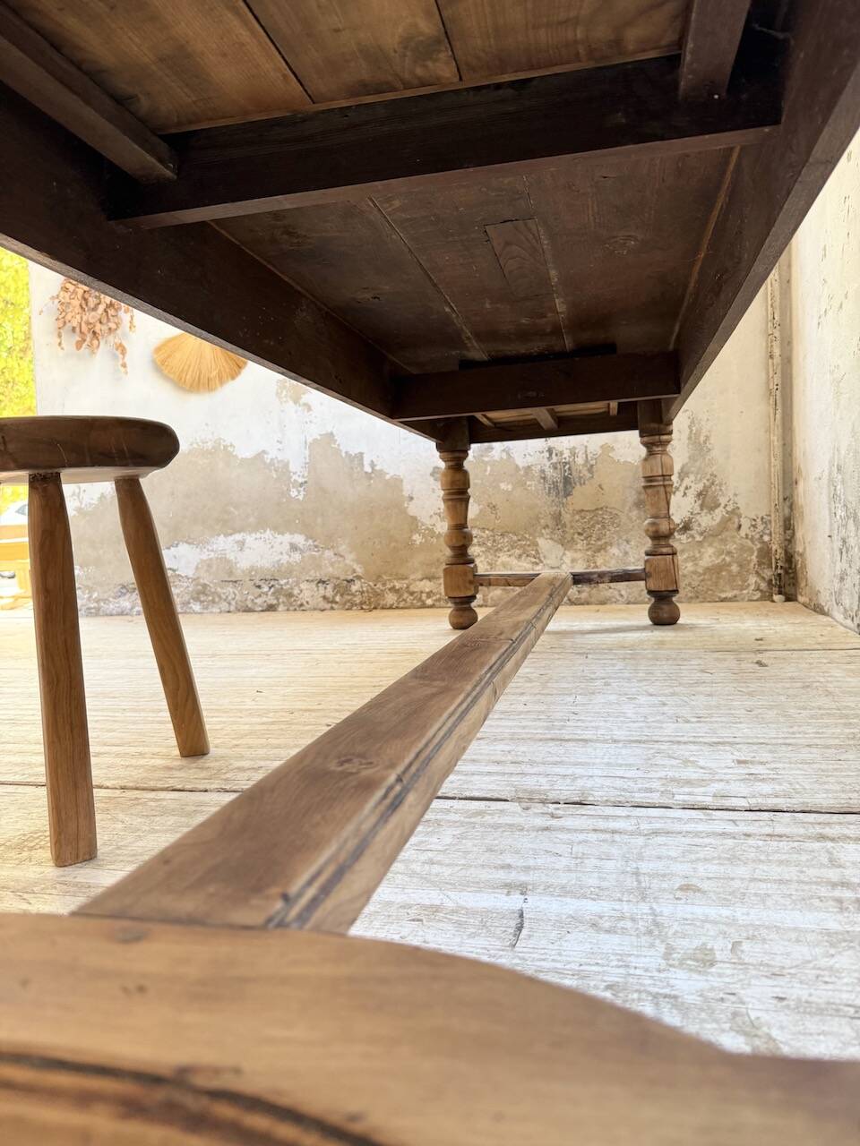Solid oak drapery farmhouse table 2m5 XL