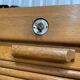 Double filing cabinet with notary curtains in solid oak 1960