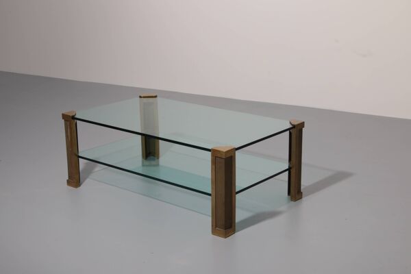 Table de salon en laiton Peter Ghyzcy modèle T14D 1970 Design hollandais