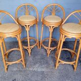 4 high bar stools in rattan vintage ep 1980