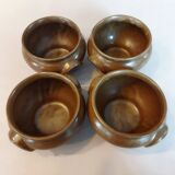 4 bowls with handles in gilded stoneware
