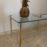 Table coffee glass and gold metal 1980