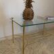 Table basse verre et métal doré 1980