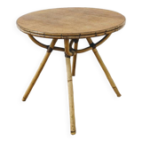 Side coffee table in wood and wicker