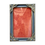 Vintage Silver & Grey Metal Picture Frame convex glass