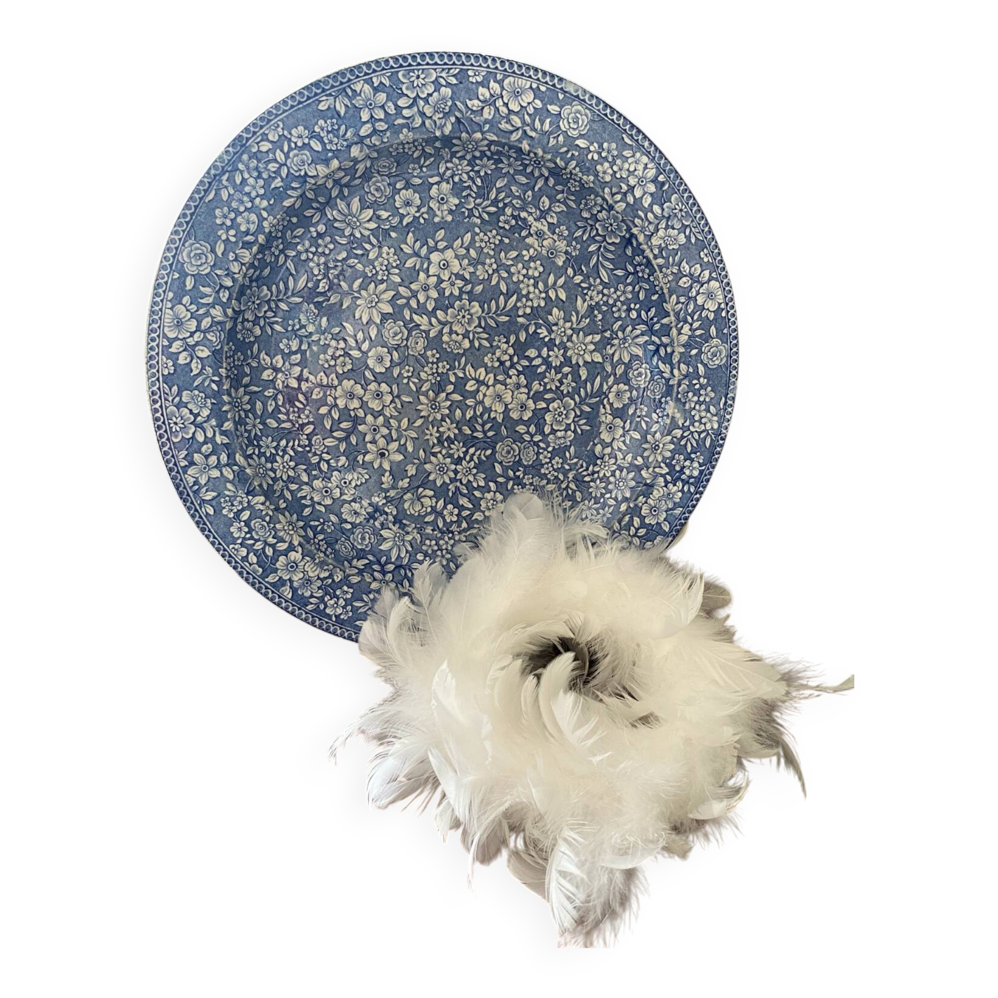 Large round English ironstone dish, 19th century