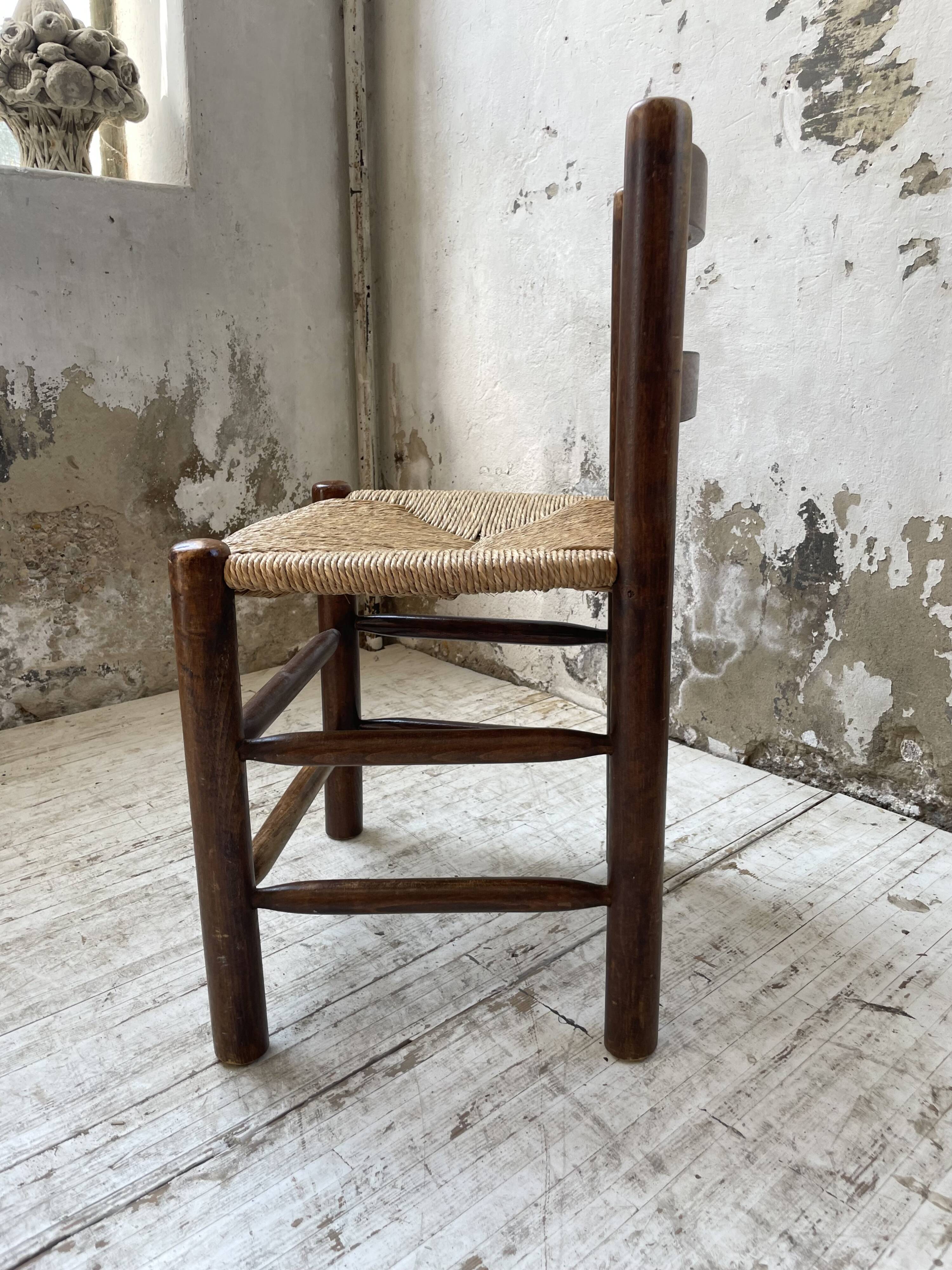 6 straw and oak chairs, mountain furniture