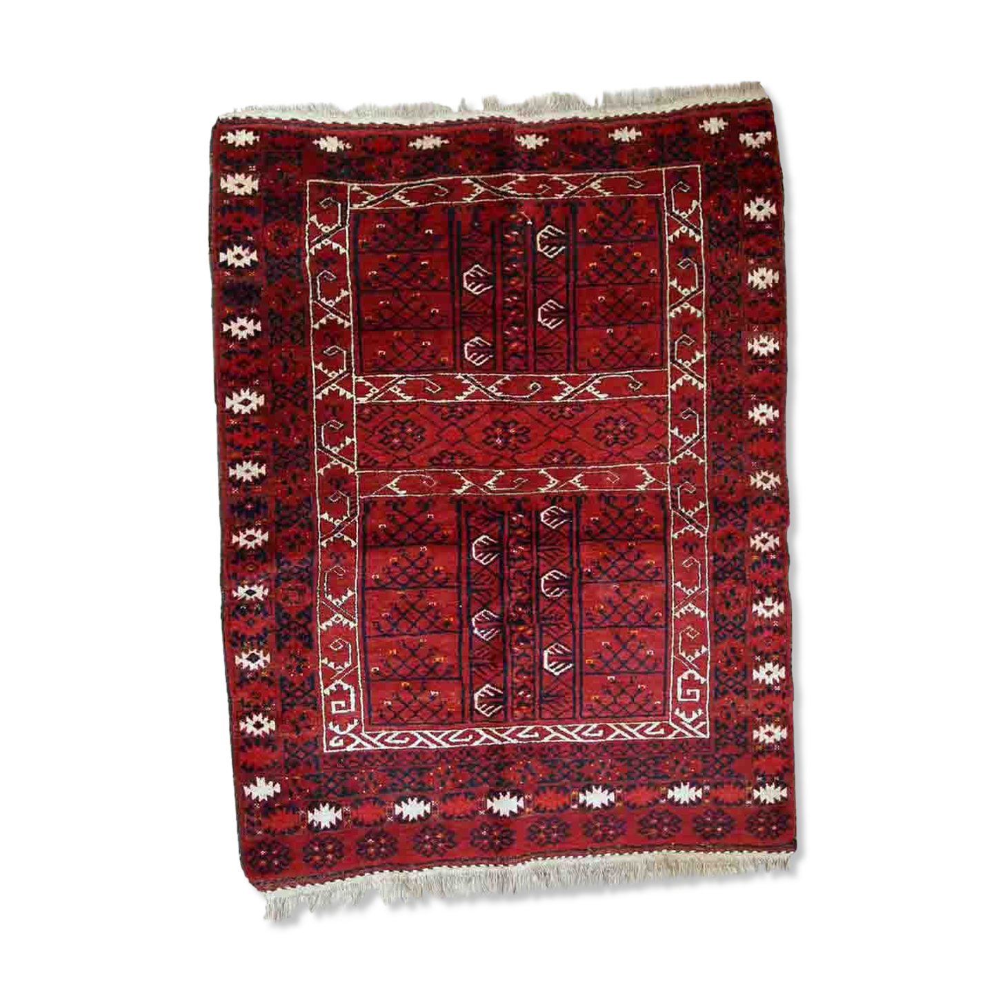 Vintage carpet turkmen engsi handmade 124cm x 165cm 1970s - 1c431