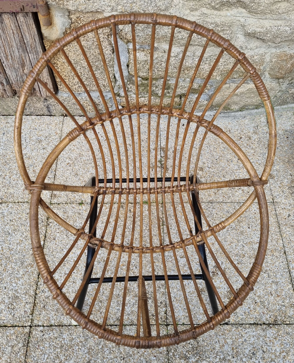 Armchair shell bamboo rattan, child, vintage, 60s