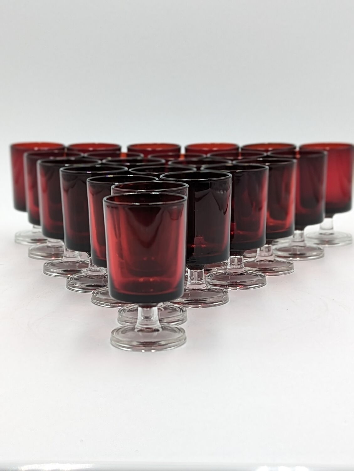 22 vintage red glass shot glasses