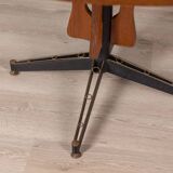 Round vintage wooden table from the 1960s designed by carlo ratti for lissoni
