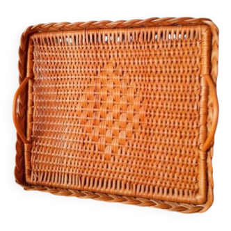 Woven rattan plateau 60s