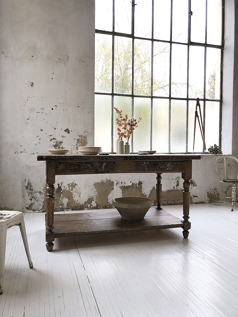 Artist studio oak draper table