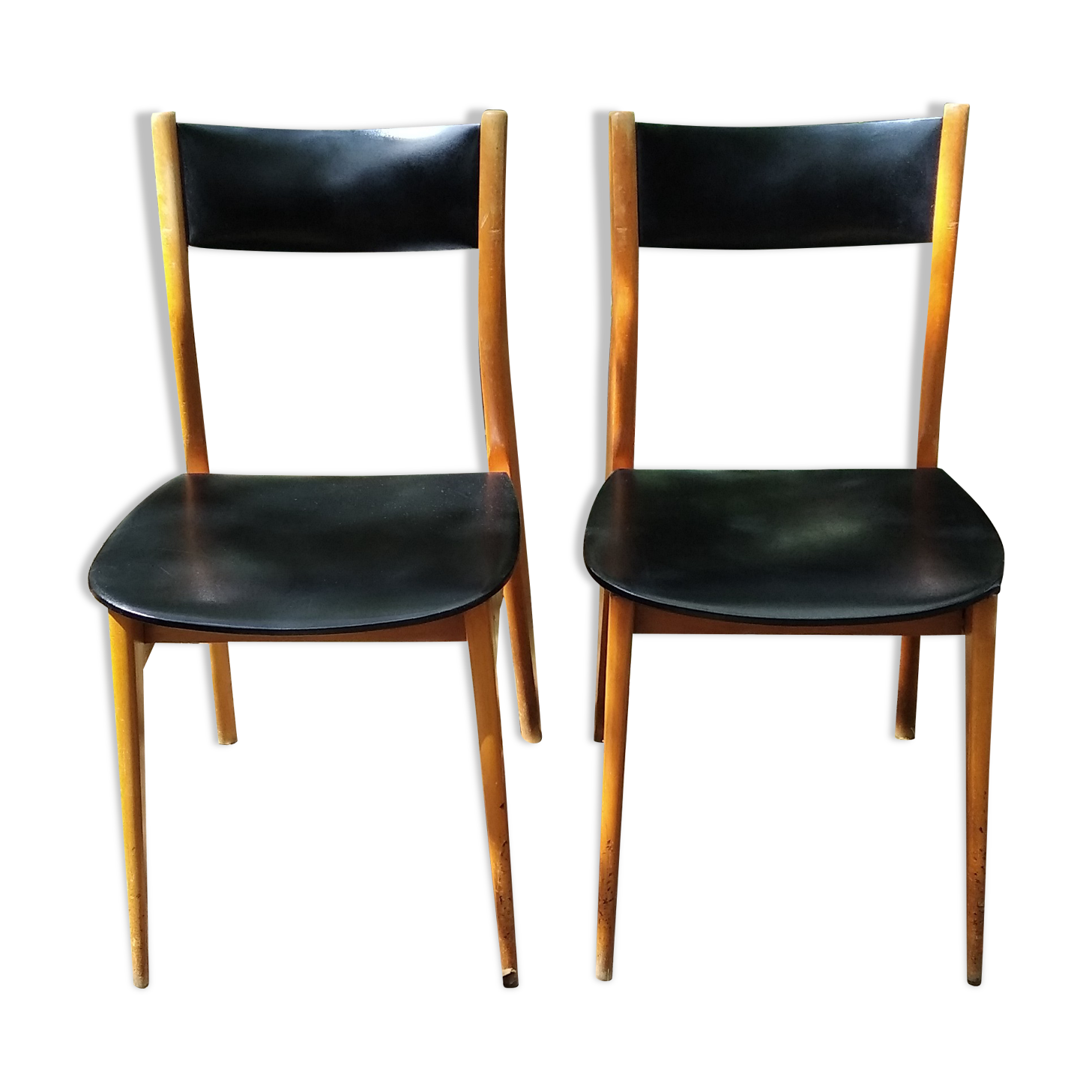 Pair of Scandinavian black skai chair 60's