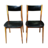 Pair of Scandinavian black skai chair 60's