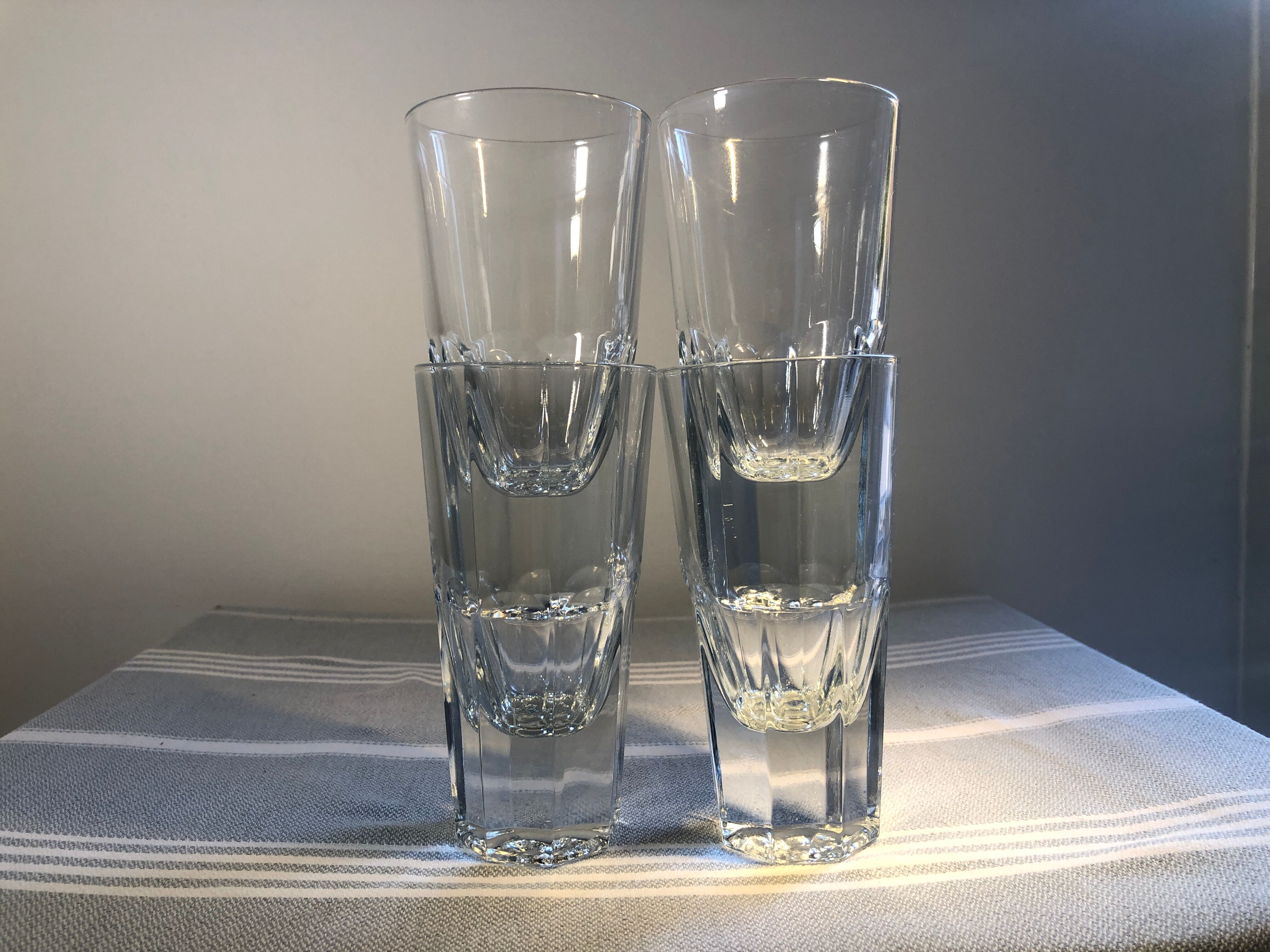 4 vintage cut glass aperitif glasses