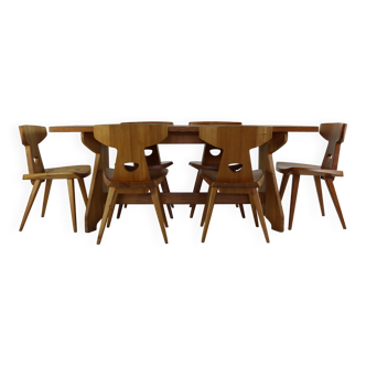 Dining group by Jakob Kielland-Brandt table with six chairs