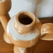 Duo de bougeoirs en grès satiné