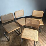 4 Chairs Beige Cesca B32 by Marcel Breuer