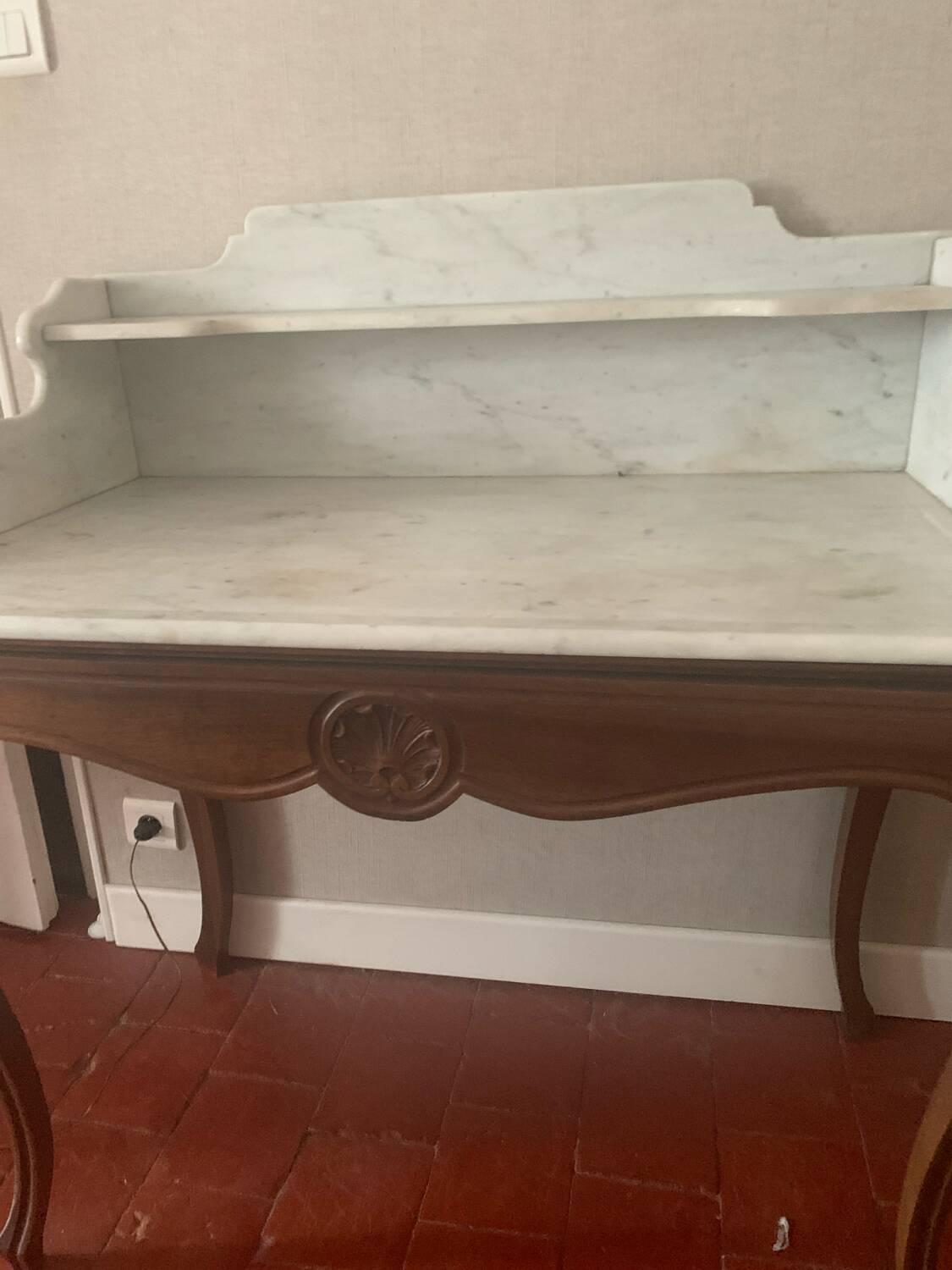 Old wooden and marble dressing table