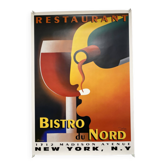 Affiche razzia bistrot du nord - grand format - signé par l'artiste - on linen