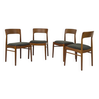 Chaises de salle à manger en teck et laine de Korup Stolefabrik, années 1960, lot de 4