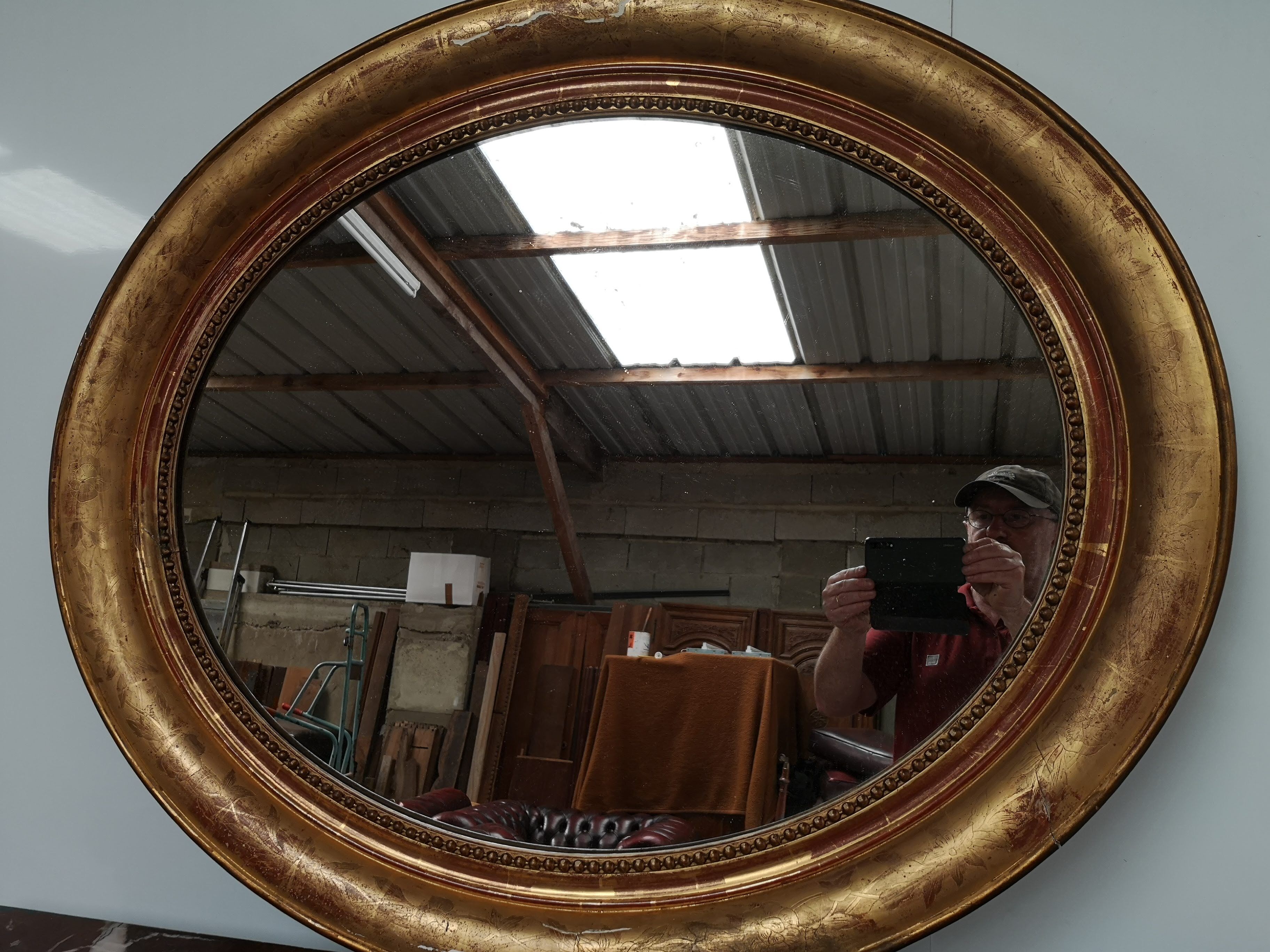 Oval mirror gilded wood - 84x100cm