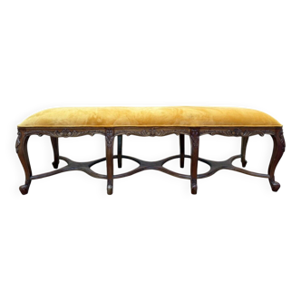 Middle banquette in Régence-Louis XV style – Six cabriole legs – Velvet m