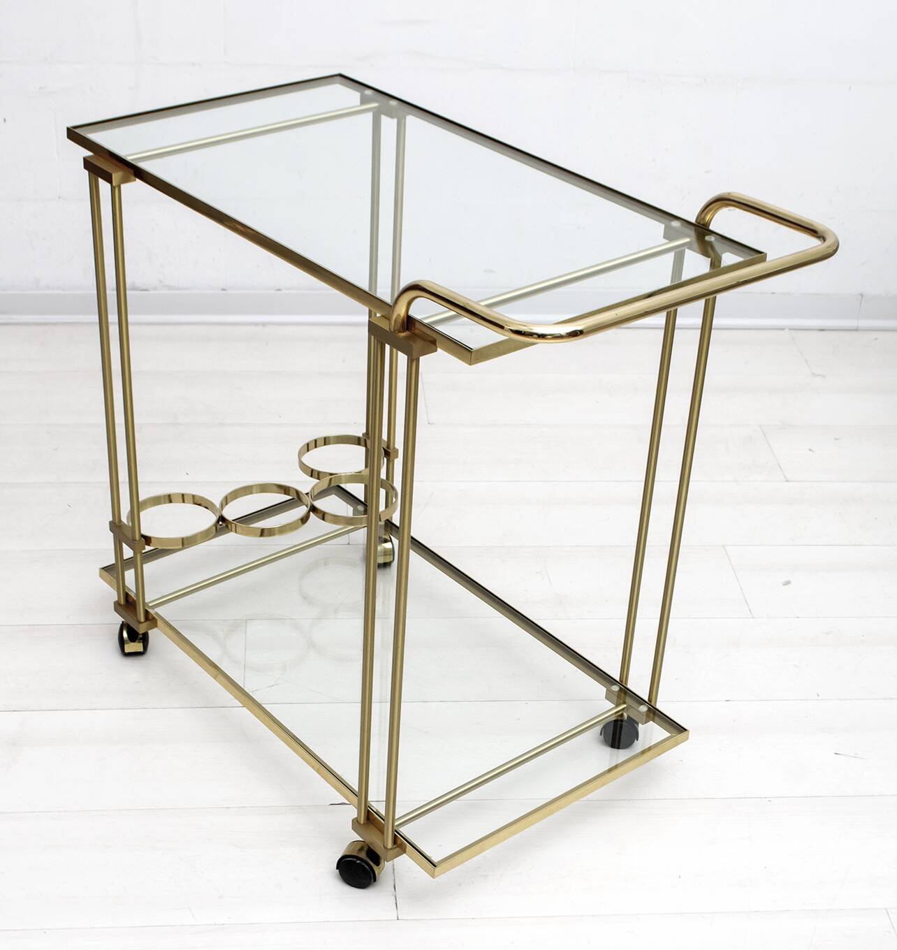 Mid-Century Modern Italian Brass Bar Cart, 1970s