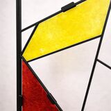 Mid-century modern geometric room divider with textured coloured glass, 1970s–1980s