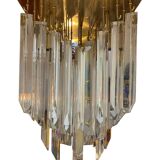 Venini Ceiling light large crystal glass blade, Italy 1980s