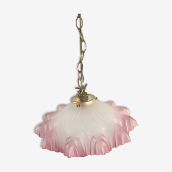 Old tulip chandelier in frosted glass (circa 1930-1940)
