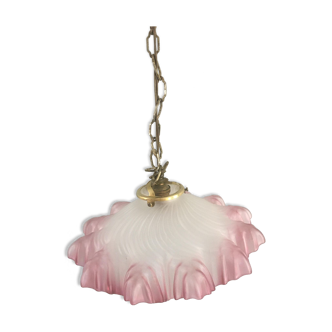 Old tulip chandelier in frosted glass (circa 1930-1940)